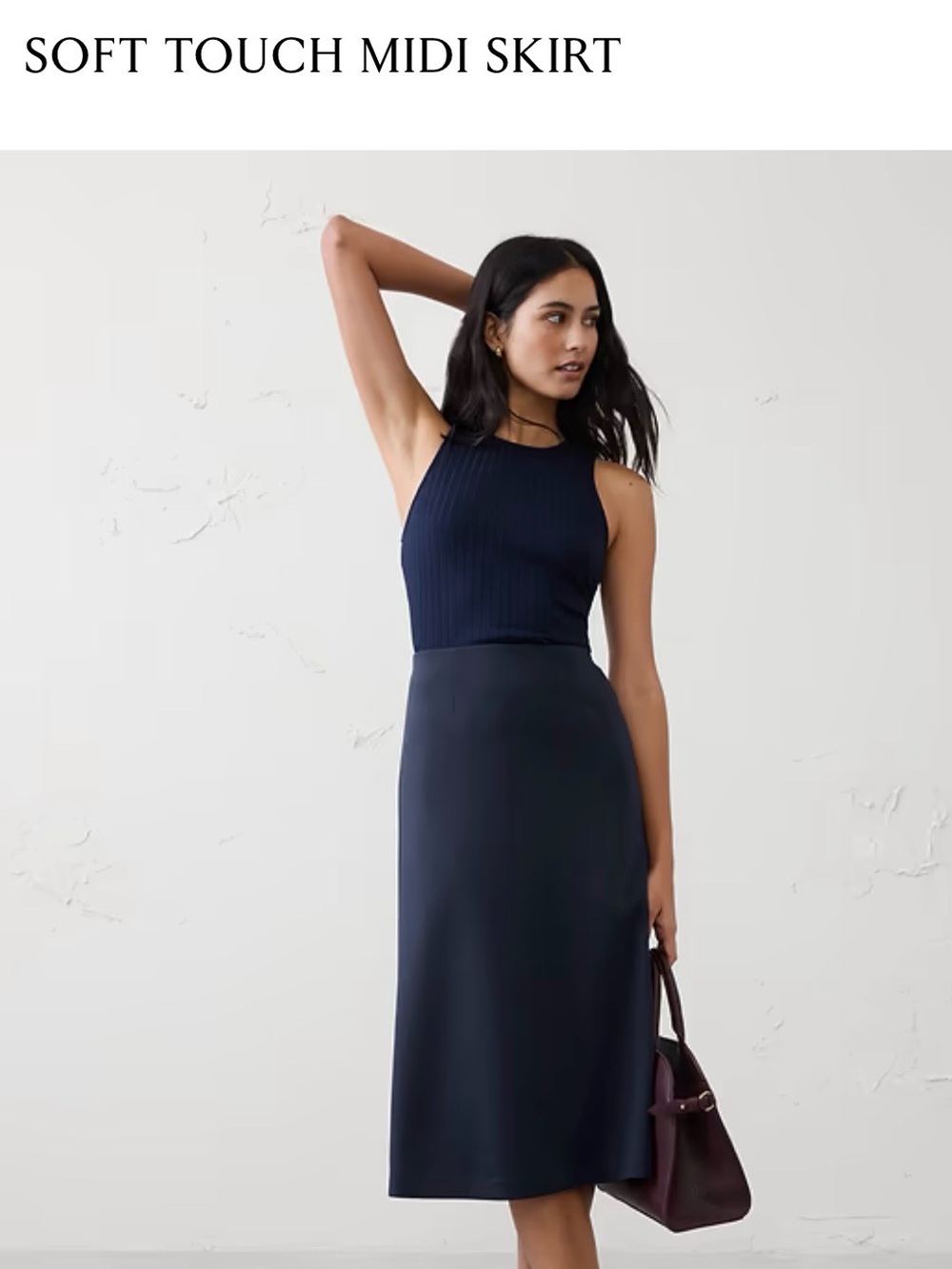 Banana Republic Factory Soft Touch Navy Midi Skirt